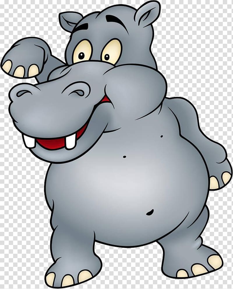 Hippopotamus Cartoon illustration, The hippopotamus waved goodbye transparent background PNG clipart