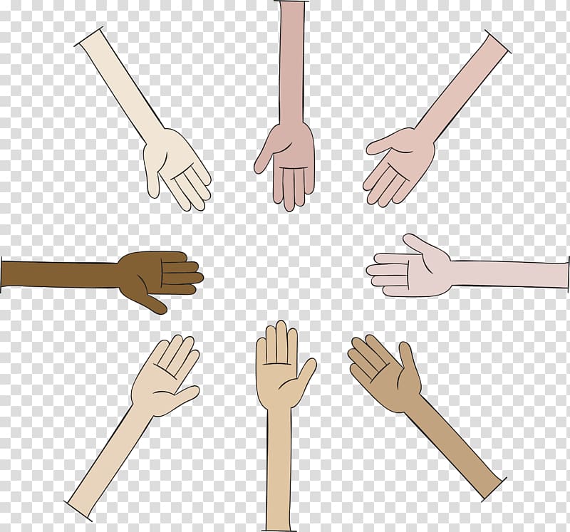 hands illustration, Hand Icon, Friends from all walks of life lend a helping hand transparent background PNG clipart