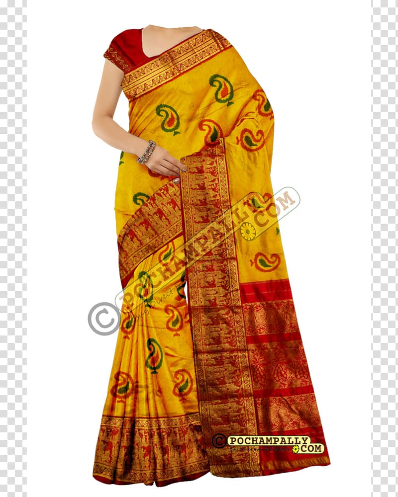Pochampally Saree Sari Ikat Silk Handloom saree, handloom transparent background PNG clipart