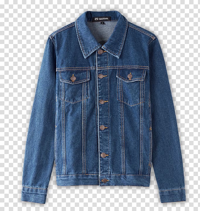 blue denim button-up jacket, Denim Levi Strauss & Co. Jacket Clothing Jeans, US silk straight denim jacket transparent background PNG clipart