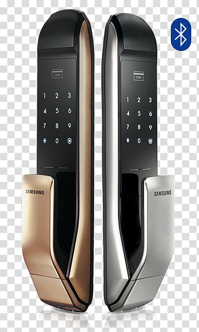 Electronic lock Samsung Digital Door Lock SHSP718 Fingerprint Push Pull Two Way Latch Samsung Group Smart lock, samsung bluetooth sound system transparent background PNG clipart