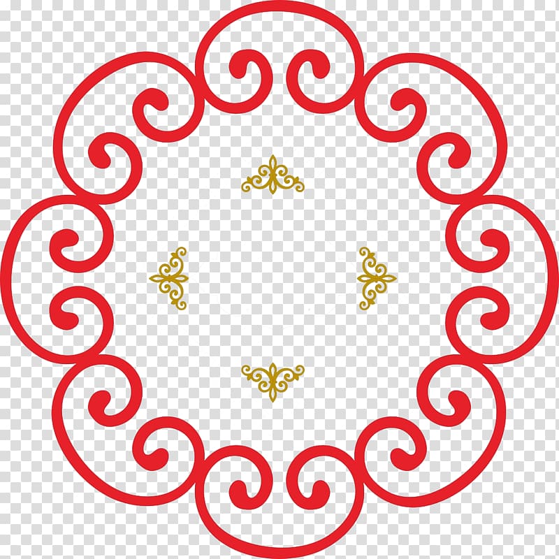 Ornament Flower , Red China Wind Flower-shaped frame material transparent background PNG clipart