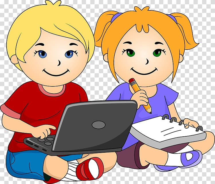 Boy holding laptop beside girl holding pencil, Student Boy Girl ...