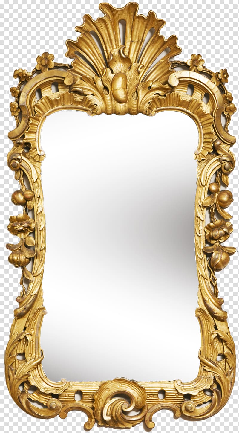 gold filigree framed mirror, Mirror Light , Mirror transparent background PNG clipart