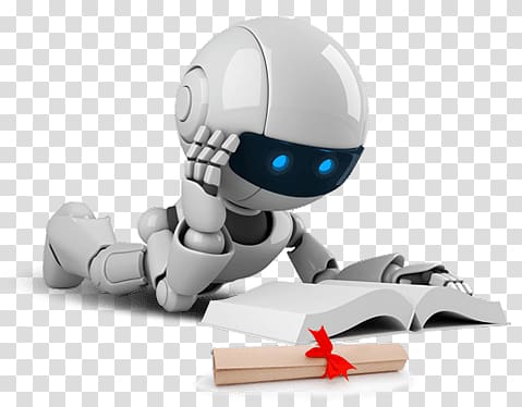 white robot illustration, Robot Reading transparent background PNG clipart