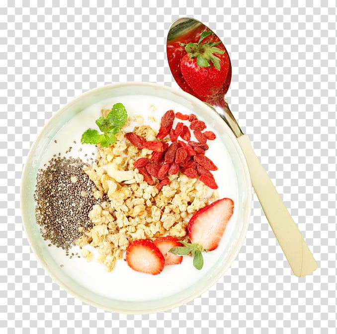 Smoothie Breakfast Muesli Goji Chia seed, Wolfberry milk oatmeal transparent background PNG clipart