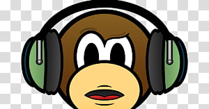 Headphones Gorilla Chimpanzee Monkey Logo, headphones transparent background PNG clipart thumbnail