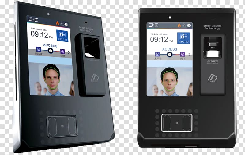 Facial recognition system Time and attendance Access control Face detection Biometrics, handheld card transparent background PNG clipart