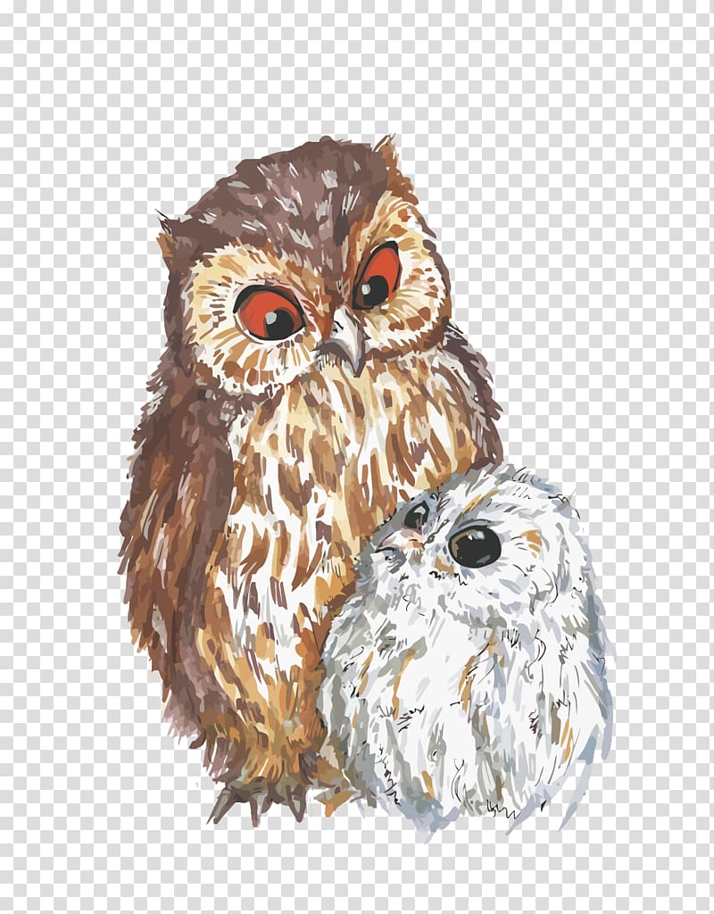 two brown and white owls, Owl Euclidean Mothers Day, Owl transparent background PNG clipart