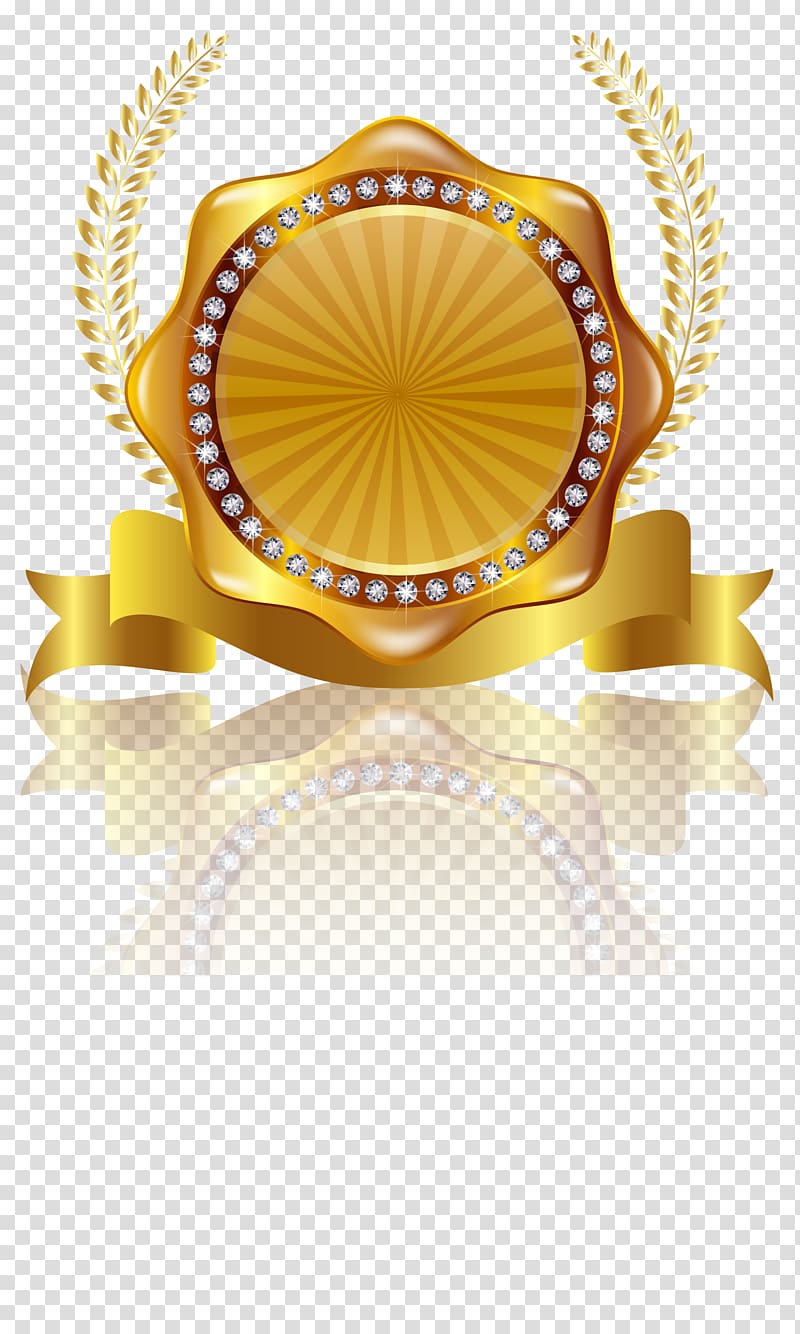 gold ribbon illustration, Label Gold Euclidean , Golden rice Badge transparent background PNG clipart