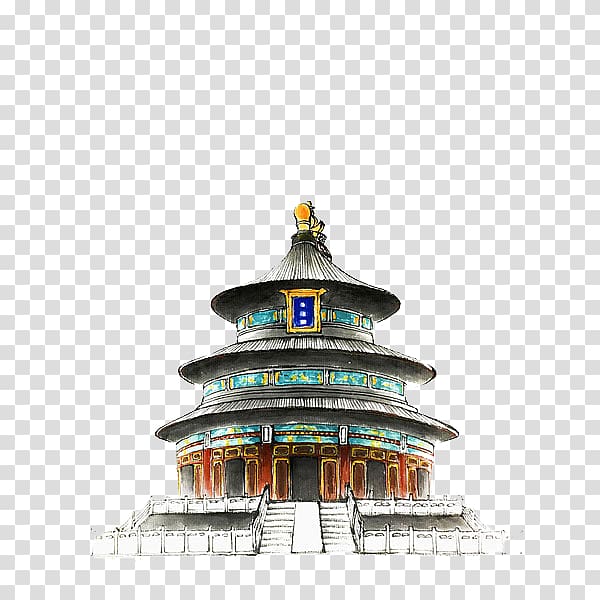 Temple of Heaven Illustration, Building the Temple of Heaven transparent background PNG clipart