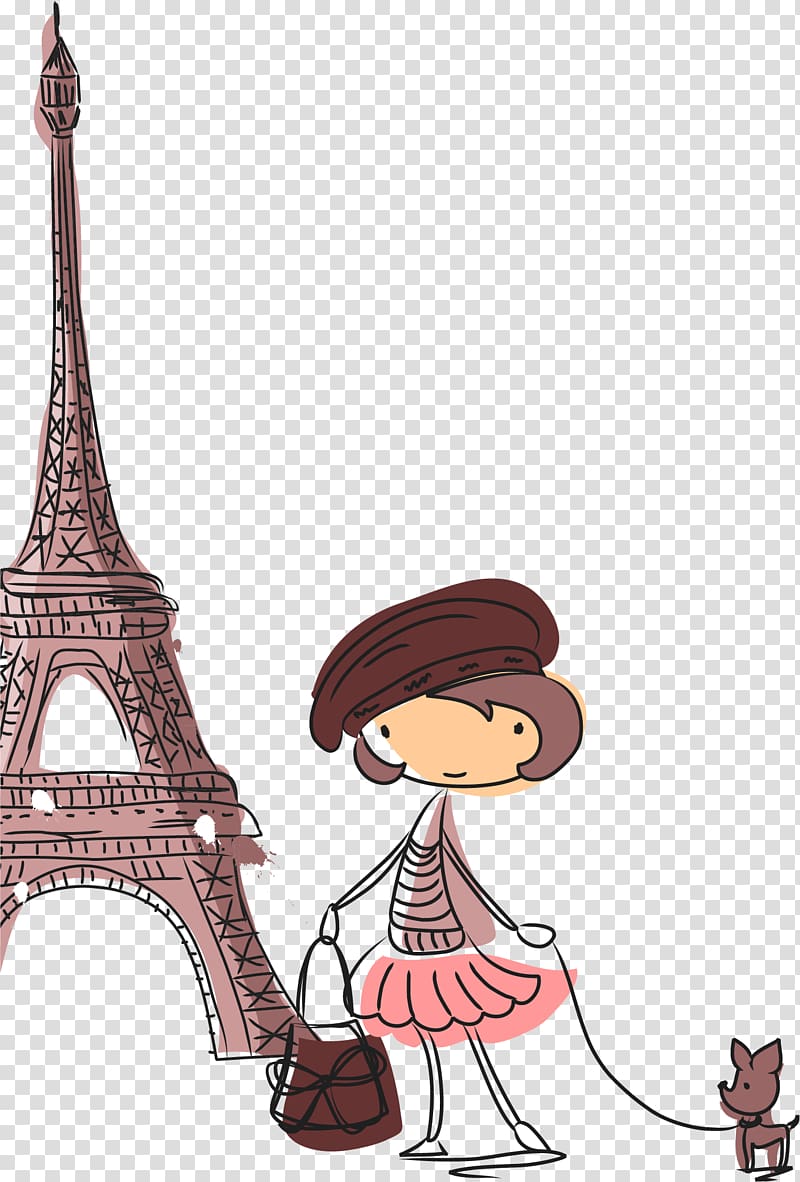 Eiffel tower , Eiffel Tower Drawing Cartoon Illustration, Character Eiffel Tower transparent background PNG clipart