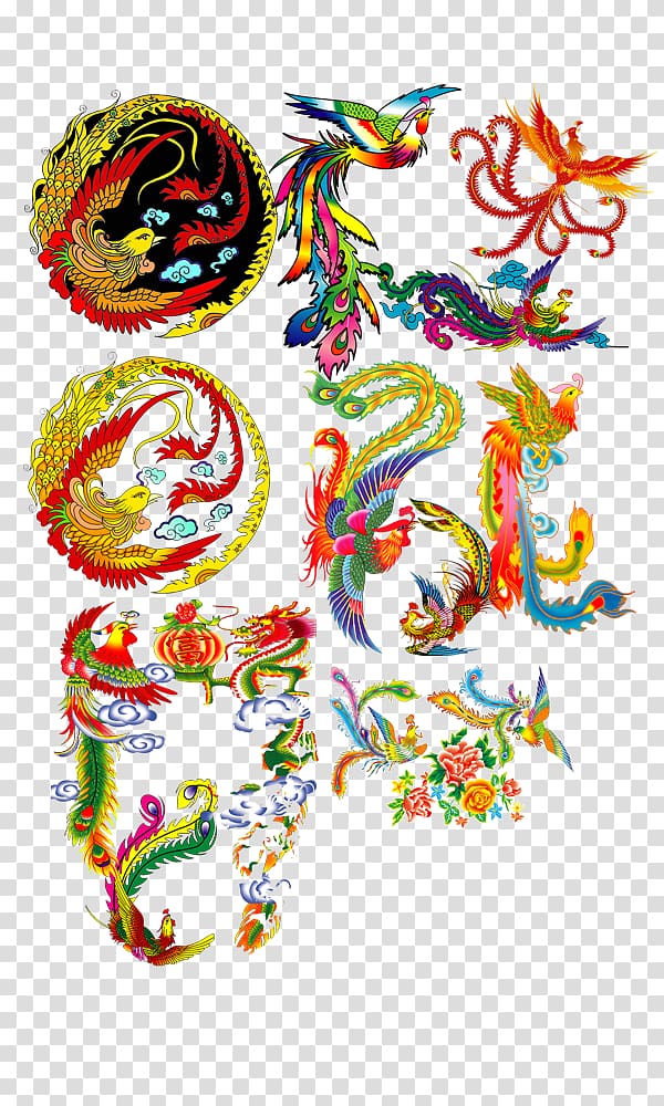 Fenghuang County Chinese dragon , Phoenix pattern transparent background PNG clipart