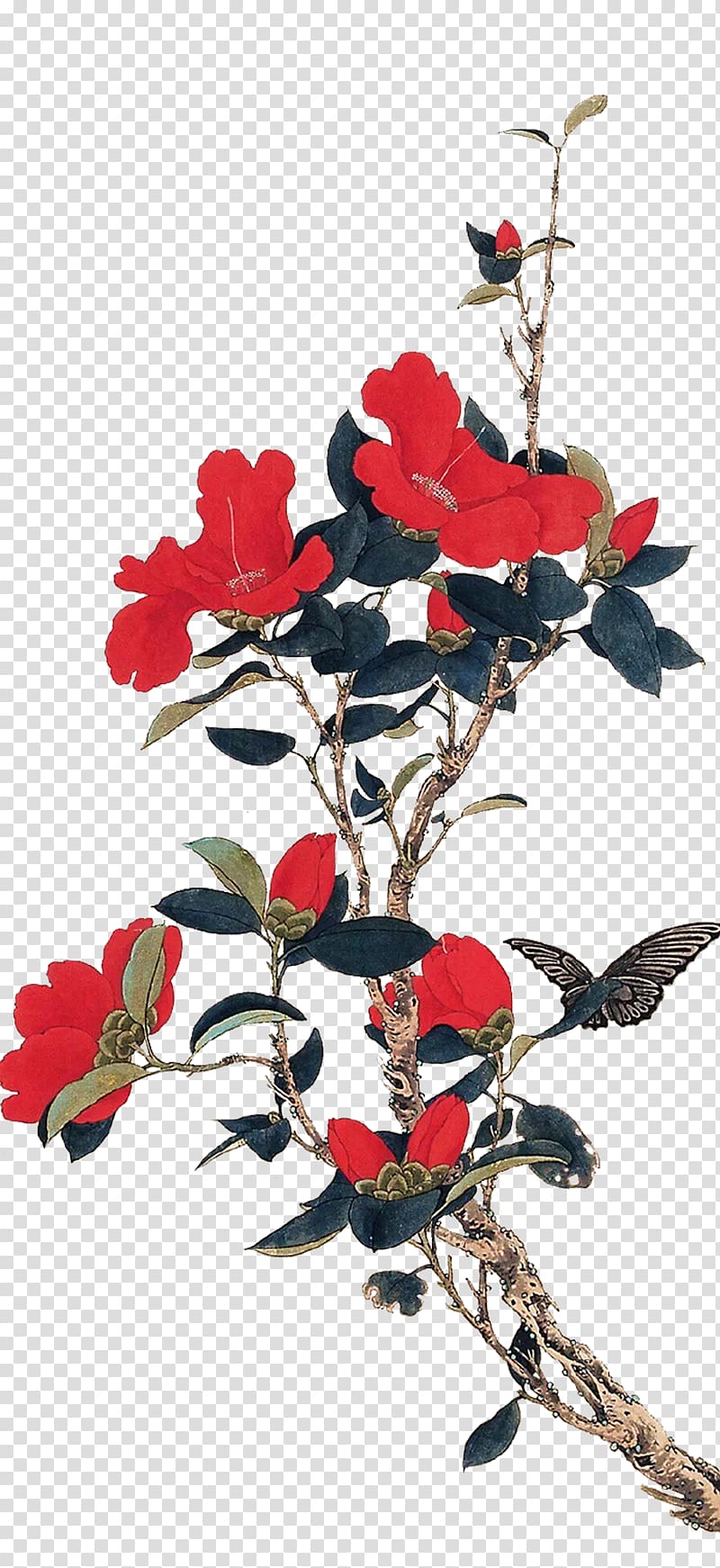 Red Flowers Illustration Chinese Painting Gongbi Bird And Flower Painting Early Spring Hand Painted Plum Blossom Transparent Background Png Clipart Hiclipart