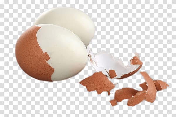 two white and brown eggs art, Peeled Hard Boiled Eggs transparent background PNG clipart