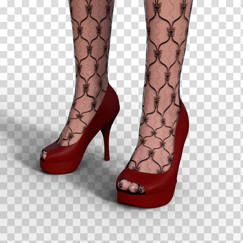 High-heeled footwear Sock Hosiery Pantyhose, Red high heels calf net socks close-up transparent background PNG clipart