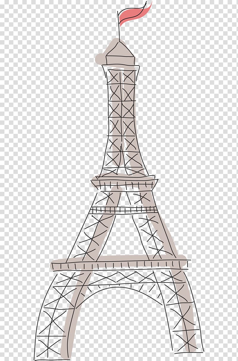 Eiffel Tower Euclidean Building, Hand-drawn elements of Paris transparent background PNG clipart