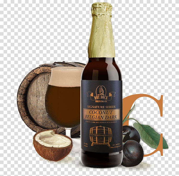 Ale Russian Imperial Stout Beer bottle, dried coconut transparent background PNG clipart