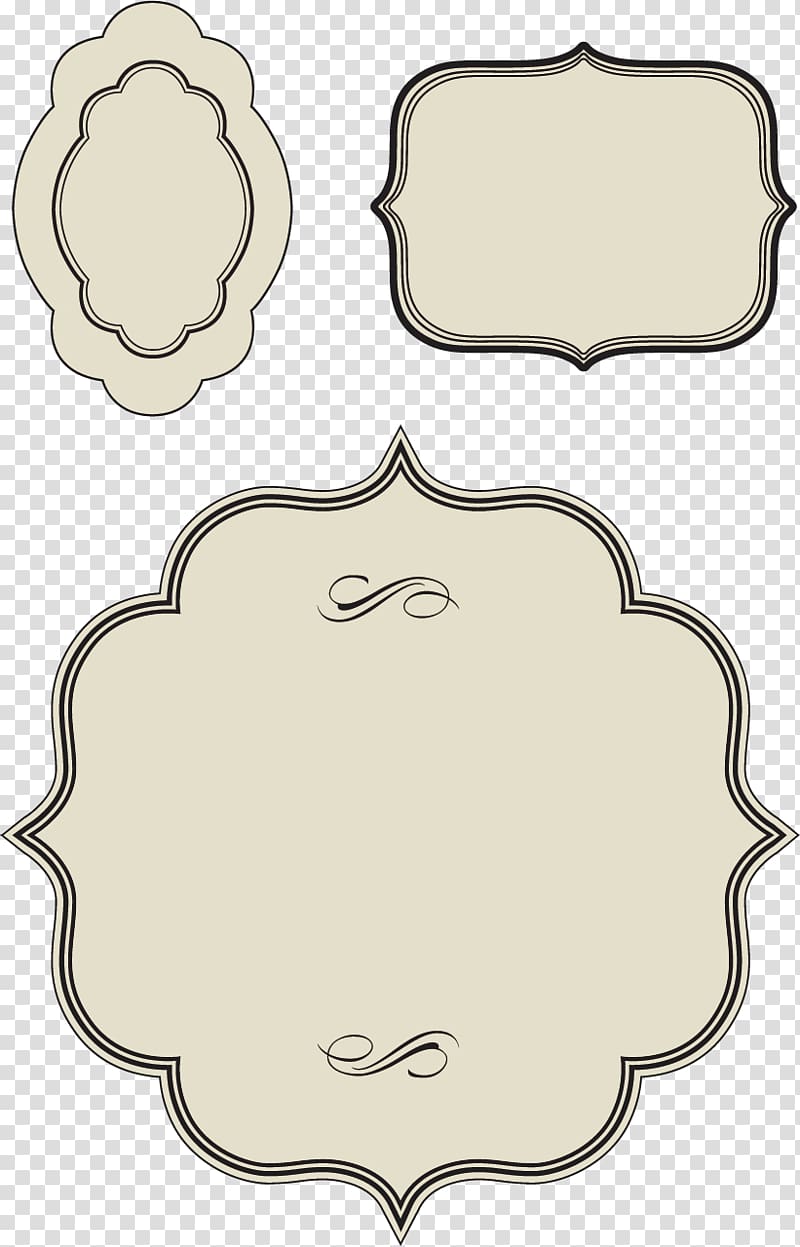 three white assorted shape illustrations, Drawing , Old box border material Classic transparent background PNG clipart