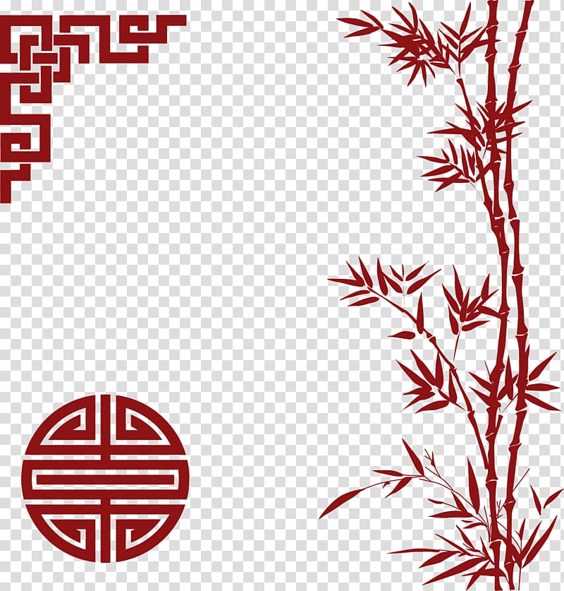 red bamboo tree , Chinese Ornament Illustration, Chinese New Year decorative elements red bamboo transparent background PNG clipart