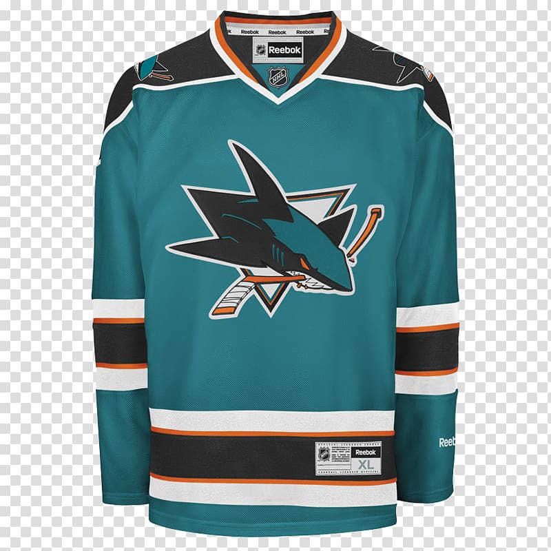 San Jose Sharks National Hockey League NHL uniform Ice hockey Hockey jersey, reebok transparent background PNG clipart