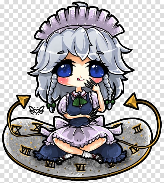 Sakuya Izayoi Chibi Drawing Manga , Chibi transparent background PNG clipart