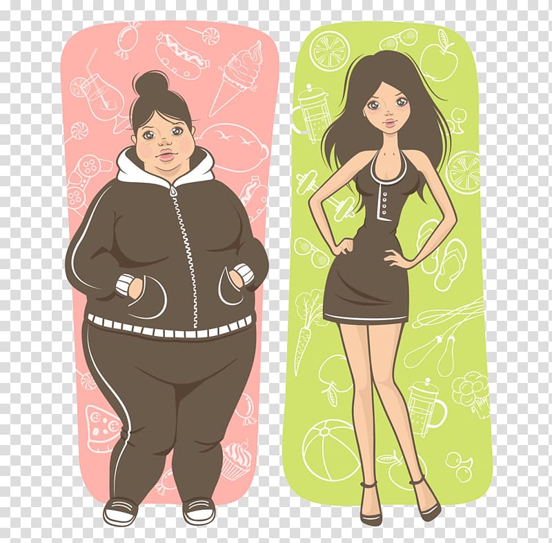 two women wearing brown illustration, Herbalife Weight loss Weight gain Body mass index, Fat or thin women transparent background PNG clipart