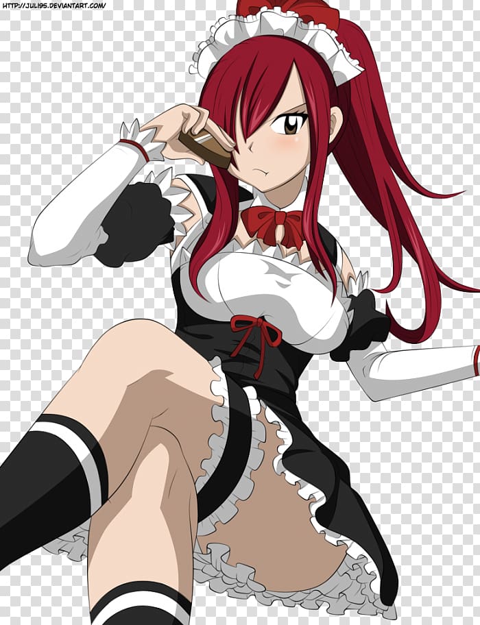 Erza Scarlet French maid Natsu Dragneel Fairy Tail, fairy tail transparent background PNG clipart