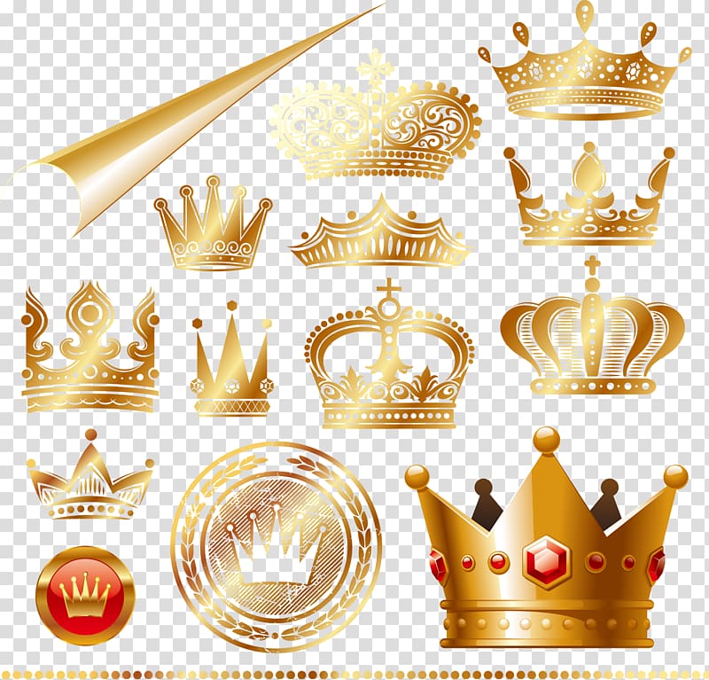 assorted crown illustration, Euclidean Gold, Crown transparent background PNG clipart