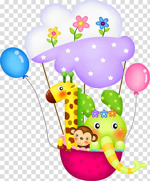 multicolored illustration, Balloon Child, animal transparent background PNG clipart