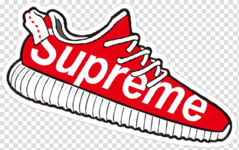 Red and white Supreme shoe illustration 