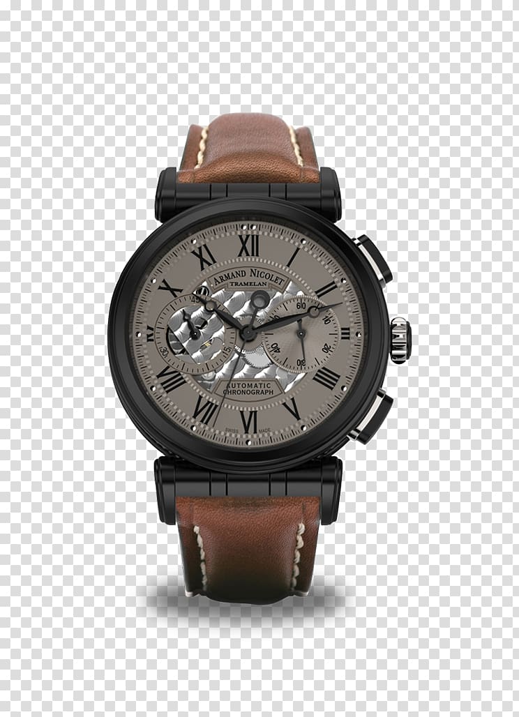 Automatic watch Armand Nicolet Swiss made Chronograph, metal bezel transparent background PNG clipart