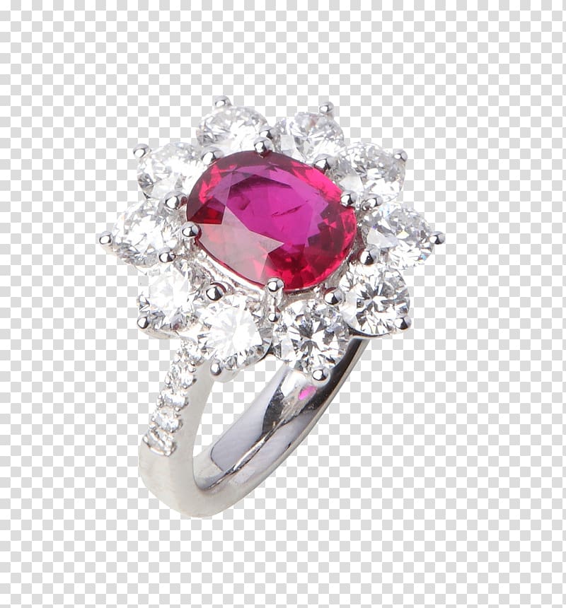 Wedding ring Jewellery Ruby Gemstone, Ruby and Diamond Ring transparent background PNG clipart