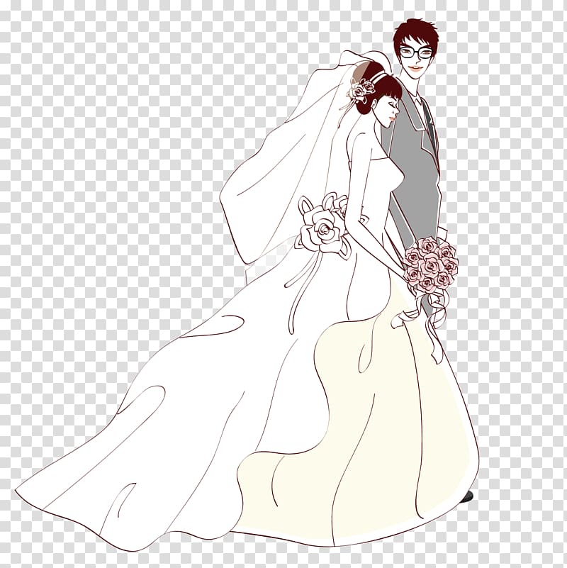 couple art, Marriage Echtpaar couple, Cute newly married couple transparent background PNG clipart