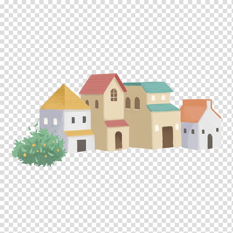 Cartoon Coloring: Houses u4e8cu6708u7d05, Color cartoon house transparent background PNG clipart
