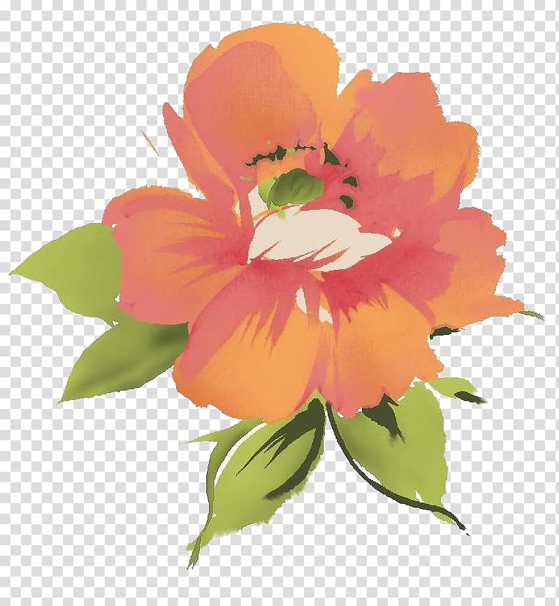 Watercolor painting Illustration, Red peony transparent background PNG clipart