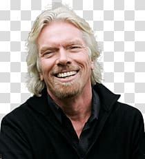 man wearing black top, Richard Branson Happy transparent background PNG clipart