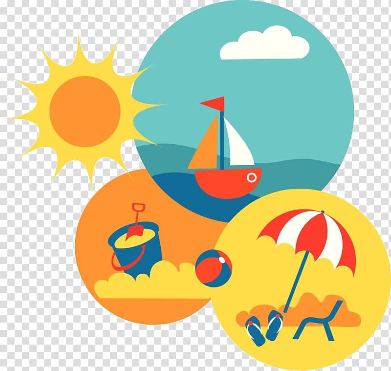 Beach Summer Illustration, Beach holiday illustration transparent background PNG clipart