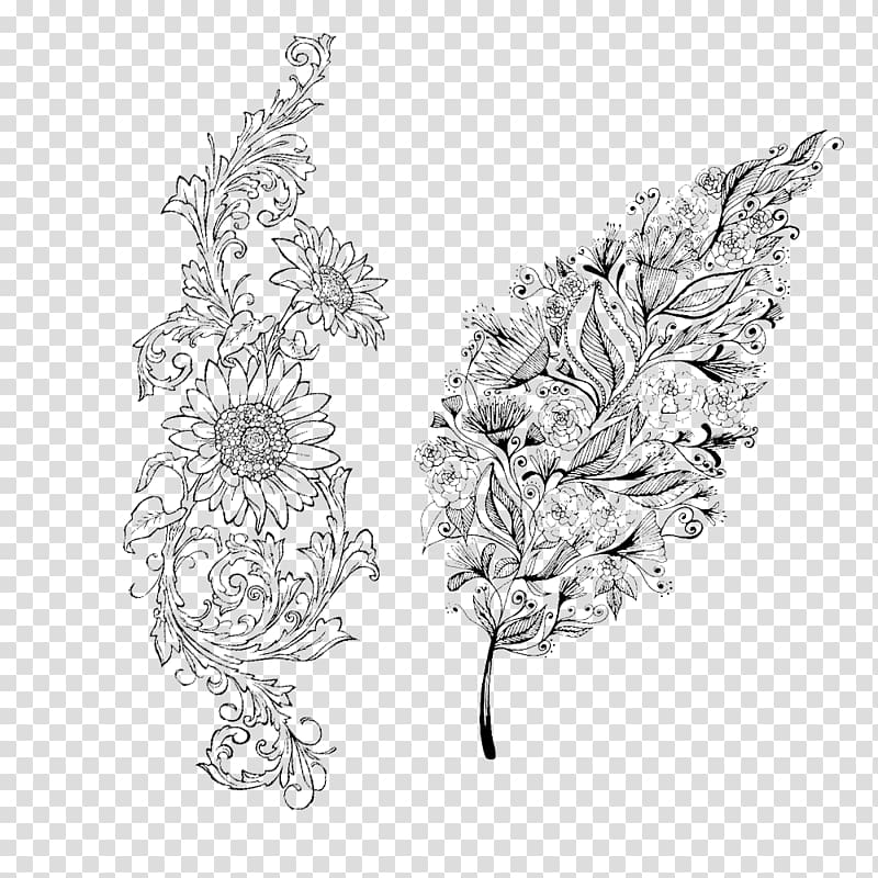 Drawing Flower, Line drawing transparent background PNG clipart