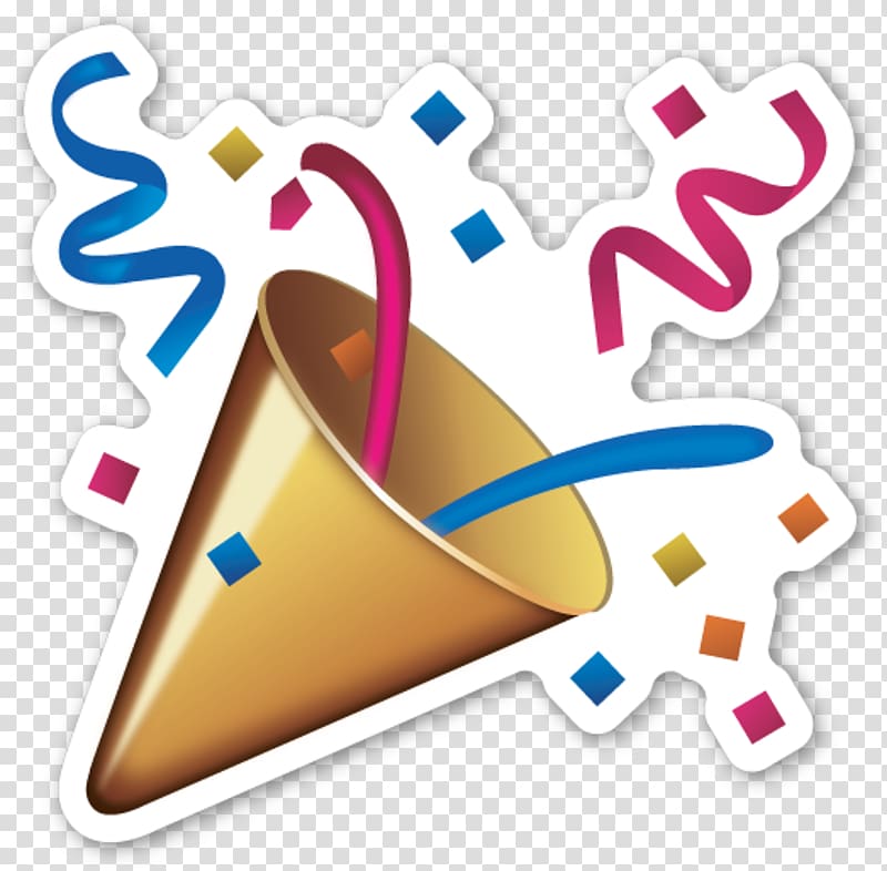 brown surprise party illustration, Emoji Sticker Confetti Party Emoticon, congrats transparent background PNG clipart