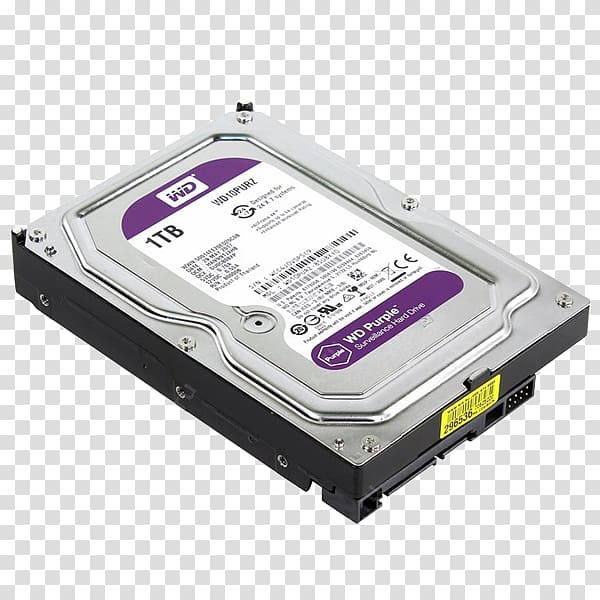 Hard Drives WD Purple SATA HDD Terabyte Serial ATA Western Digital, others transparent background PNG clipart