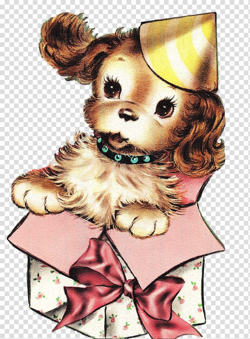 Puppy love Dog Doll Illustration, classic old box transparent background PNG clipart