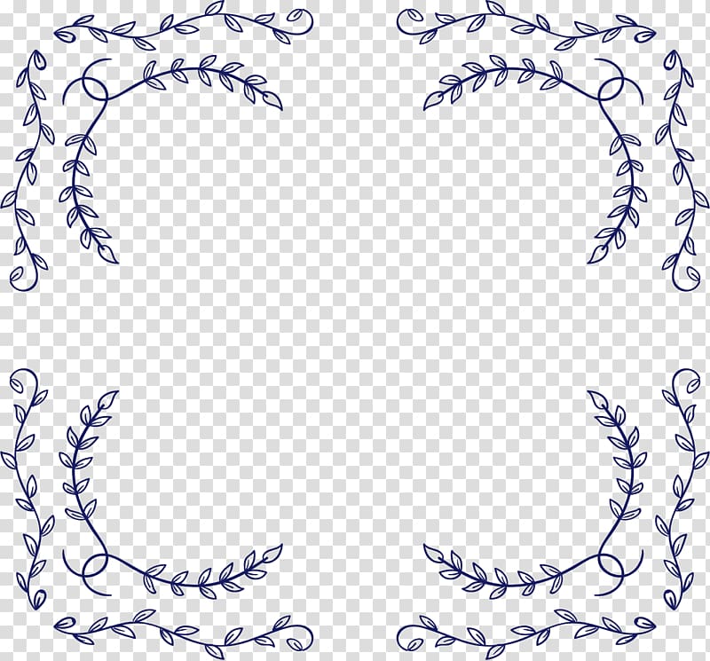 black floral frame , Blue Area Body piercing jewellery Pattern, Dark blue leaves decorative frame transparent background PNG clipart