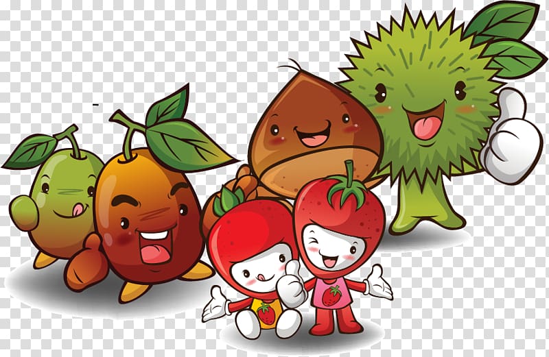Chestnut Fruit , Strawberry fruit cartoon cute face transparent background PNG clipart