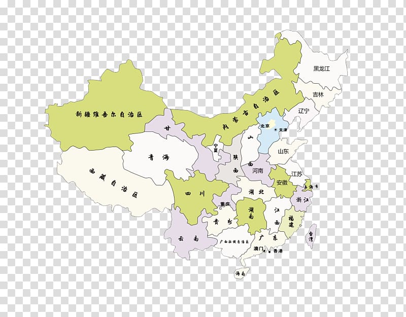China Map, Different regions of China provinces color map transparent background PNG clipart