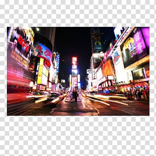 Times Square Theater District , Night neon city streets transparent background PNG clipart