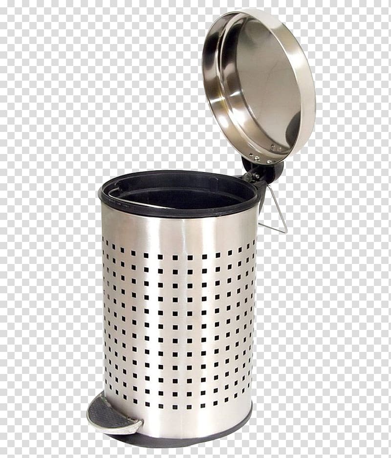 silver and black trashbin, Waste container, Dustbin transparent background PNG clipart