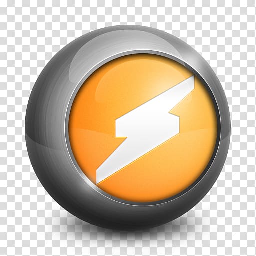 round gray and orange lightning logo, sphere orange circle, WinAmp transparent background PNG clipart