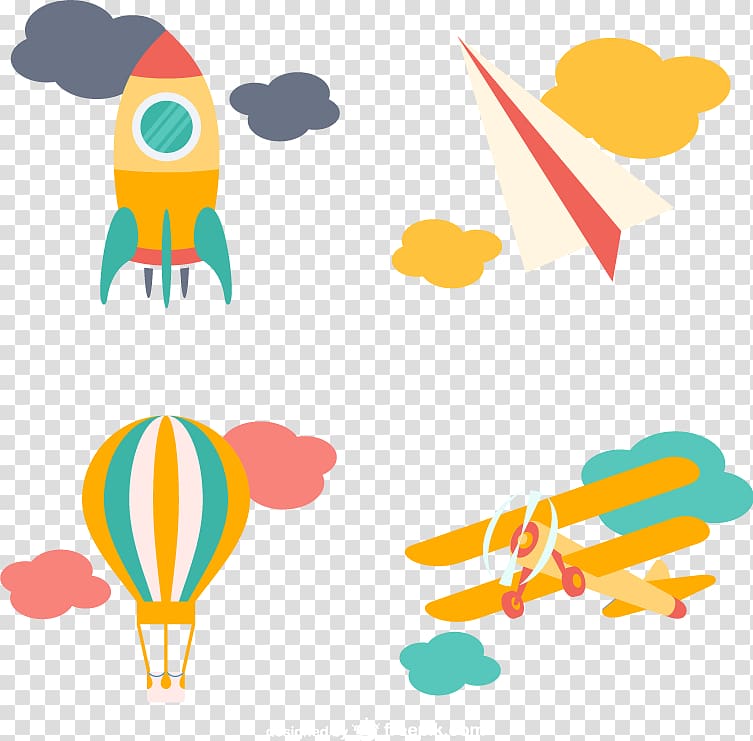 Airplane Balloon Cartoon , Rocket flight element transparent background PNG clipart