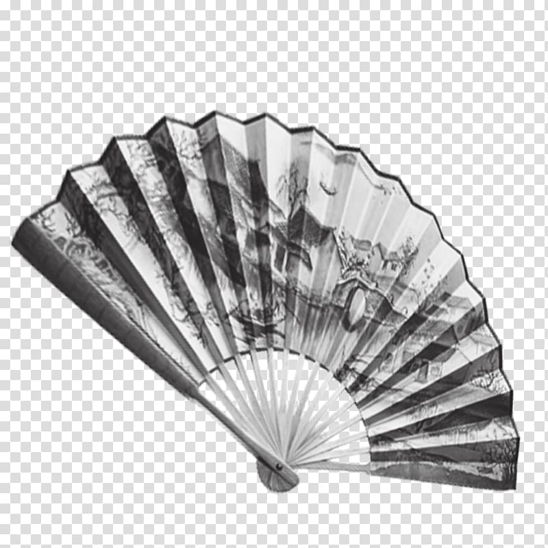 Hand fan Ink wash painting Chinoiserie, Chinese fan antiquity transparent background PNG clipart